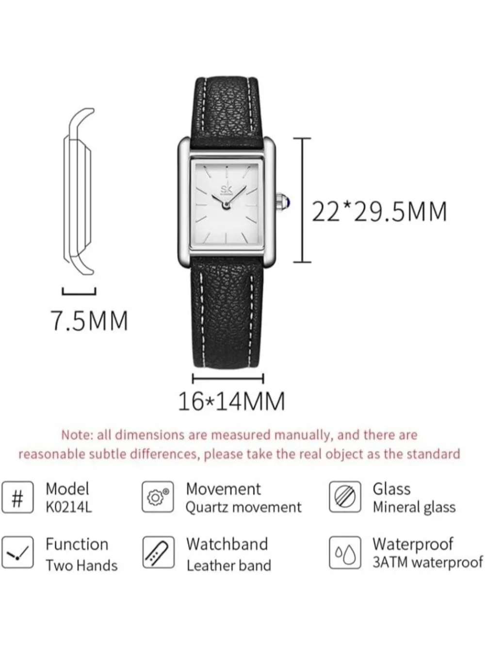 Women's Black Minimalist Vintage Square Leather Strap Vintage Classic Watches